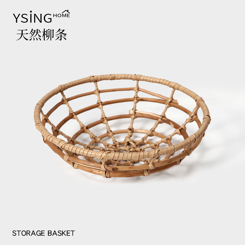 柳编收纳筐手工编织零食点心小篮子水果篮家用桌面杂物整理收纳篮