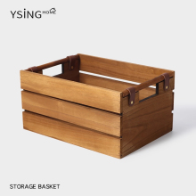 木质收纳筐家用桌面杂物储物筐零食整理筐长方形客厅实木置物筐子