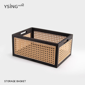 仿藤编收纳筐家用桌面编织篮子客厅零食收纳盒日式 浴室柜下实木框