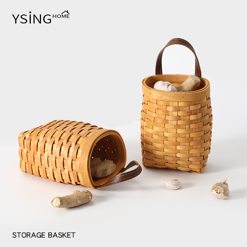 葱姜蒜收纳篮厨房挂篮手工编织壁挂式收纳神器日式木质置物篮墙上,收纳整理,挂篮,淘宝优惠券,粉丝福利购,淘宝优惠卷