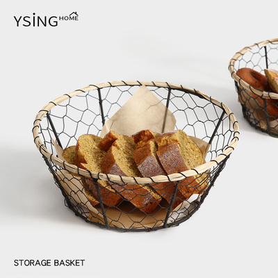 日式铁艺面包筐桌面零食水果收纳