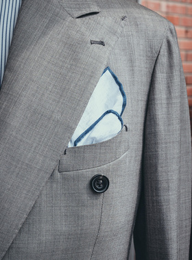 意大利Paolo Albizzati手工卷边亚麻口袋巾 男士商务正装西服方巾