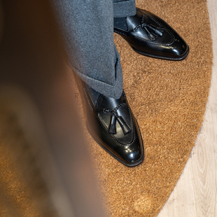 手缝沿条工艺商务休闲loafer流苏乐福鞋 Oct Tenth手工固特异皮鞋