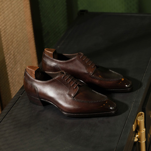 棕擦色皮鞋 手缝沿条结构 男 Tenth手工固特异Derby德比鞋 国产Oct