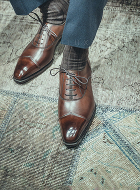 英国Gaziano&Girling固特异皮鞋 棕色手工Oxford牛津鞋男  Regent