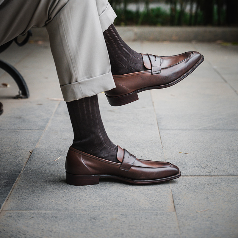 英国George Cleverley手工便士乐福皮鞋男固特异工艺Penny loafer