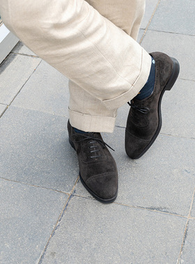 国产Oct Tenth手工固特异皮鞋 手缝沿条翻毛皮雕花Oxford牛津鞋男