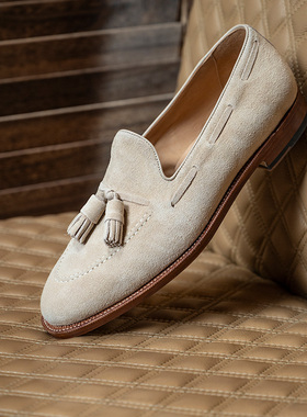 雅生AXEN固特异工艺皮鞋休闲牛皮流苏乐福鞋男一脚蹬豆豆鞋Loafer