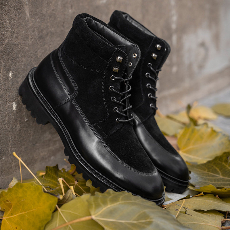 Vibram橡胶底秋冬高帮英伦皮靴男