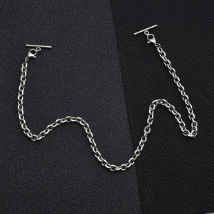 简约个性衣领链条两头一字扣单链子钛钢防水两头挂钩链条百搭男女