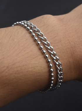 欧美爆款钛钢古巴手链防水防锈