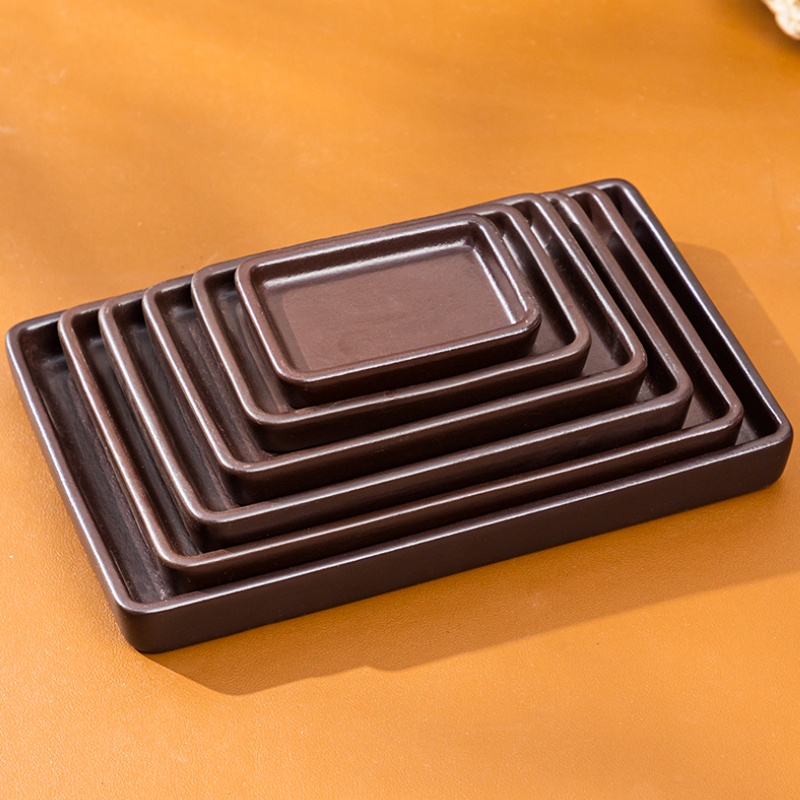 花长方形盆景托盘紫砂花盆陶瓷底座托托底盘圆垫底盘底盆接水接水