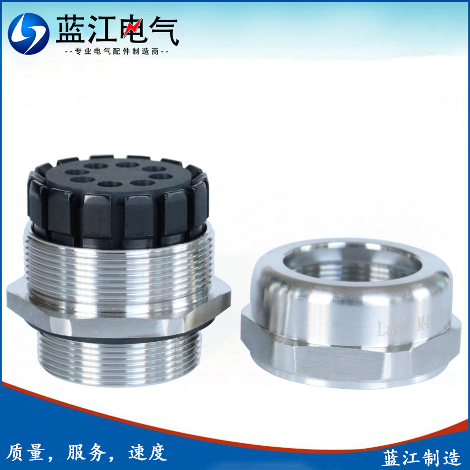 蓝江 八孔不锈钢电缆固定头ip68防水密封锁紧格兰头多孔葛兰头