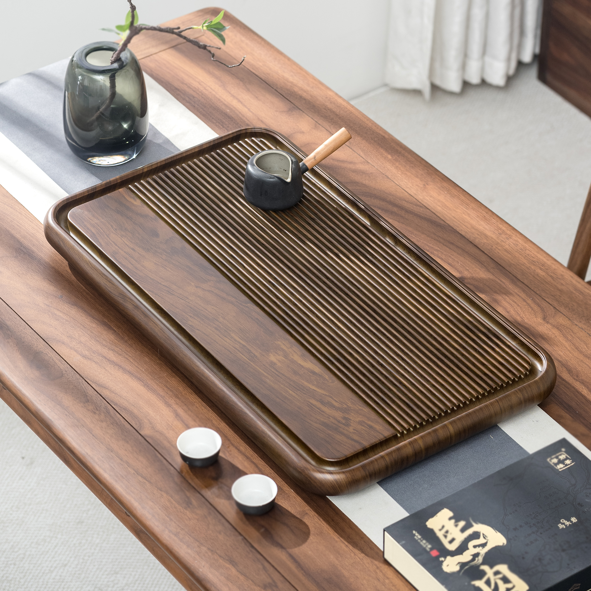 整块茶盘实木电木款干泡石头茶台办公室茶台家用竹制排水简易茶海