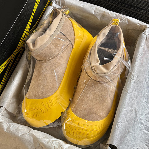 王一博同款雪地靴男女款冬季皮毛一体加绒厚底百搭情侣低帮棉鞋子