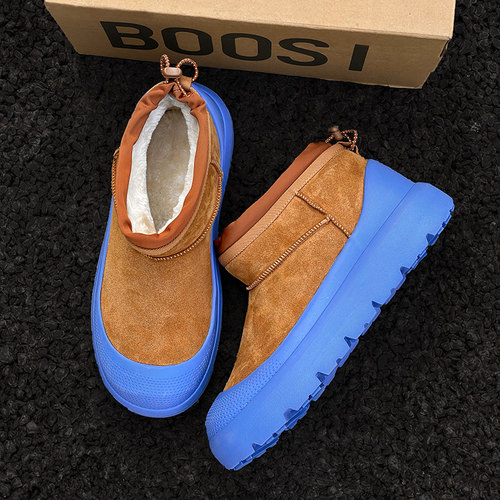 王一博同款彩壳雪地靴男女款防滑户外短靴冬季加绒加厚情侣棉鞋子