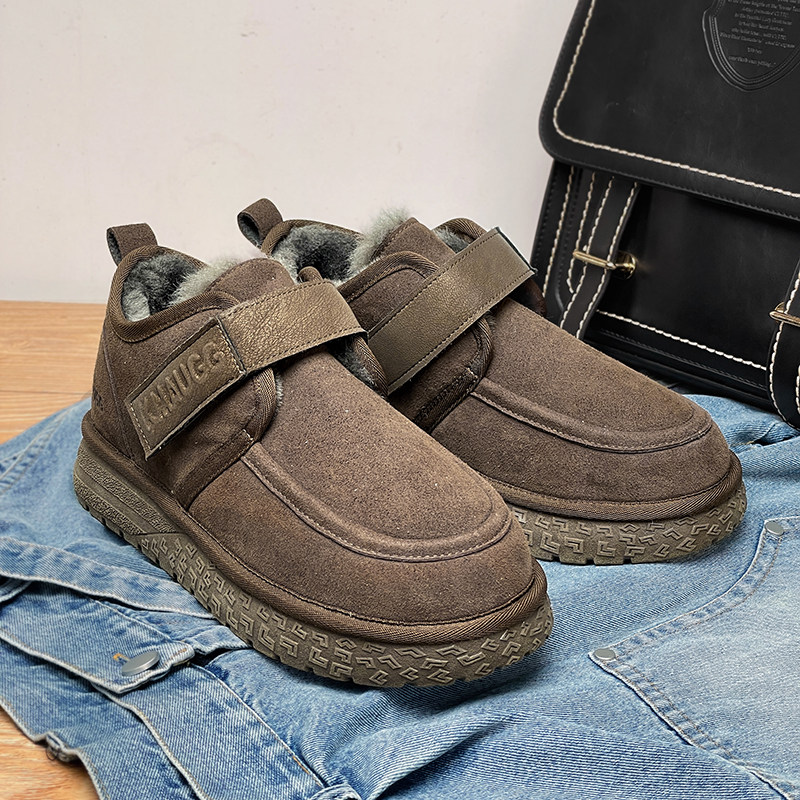 东北雪地靴男款魔术贴抗寒户外短靴冬季皮毛一体加绒厚底防滑棉鞋,流行男鞋,时尚雪地靴,淘宝优惠券,粉丝福利购,淘宝优惠卷