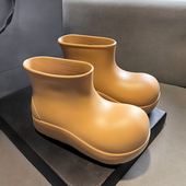 女厚底增高短靴子轻便百搭春季 赵露思同款 小丑鞋 防水防滑保暖雨靴