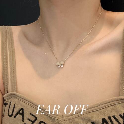 EAR OFF小众蝴蝶结纯银天然和田玉项链s925轻奢高级感锁骨链饰品