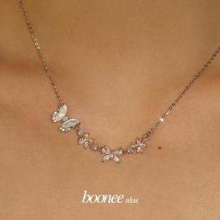 Boonee alus轻奢天然白川贝母蝴蝶项炼简约小众设计气质锆石锁骨