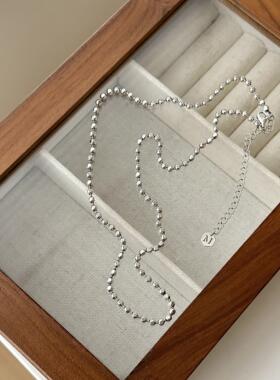 MISS JOJOS925银韩国ins风时尚简约百搭多棱圆珠车花拼接素链项链