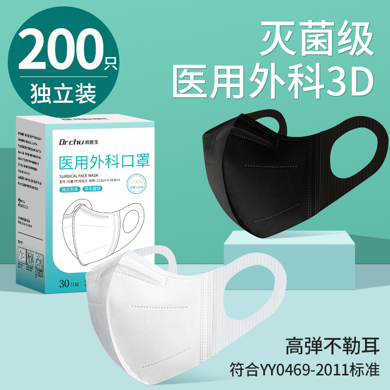 现货灭菌级医用外科口罩3d立体一次性医疗级别高颜值yy0469-2011 医疗器械 口罩（器械） 原图主图