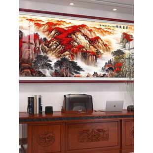 红运鸿运当头国画2025新款办公室装饰图字画客厅背景墙靠山水挂画