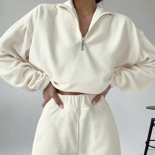 欧美风女装新款休闲拉链卫衣长裤两件套 Zip Top and Pants Set