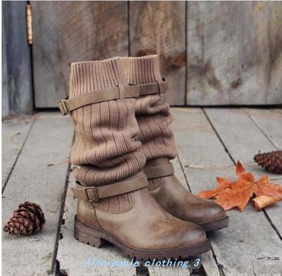 women flat boots ladies long boots big size 43大码马丁靴女靴