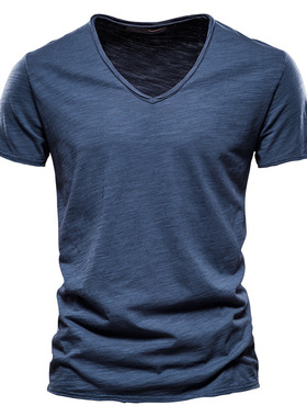 Gusslots HotMan-01 男士夏季纯棉V领短袖休闲T恤