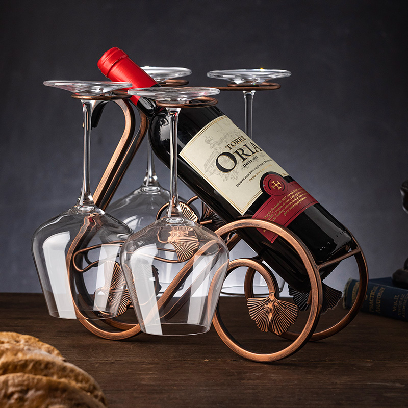 红酒架摆件酒架酒瓶架红酒杯架子轻奢高档家用创意倒挂高脚杯挂架