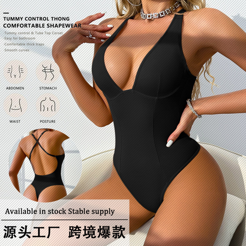 Baju Renang Terusan Leher V Dalam Besar Popular Lintas Sempa - 实物图