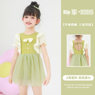 泡 连体女孩甜美泳装 2026儿童游泳衣女童小童可爱公主裙式 ins短袖