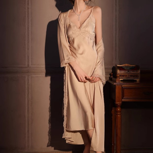 宫廷风真丝睡衣女蕾丝吊带睡裙家居服两件套 法式 2025春夏季 新款