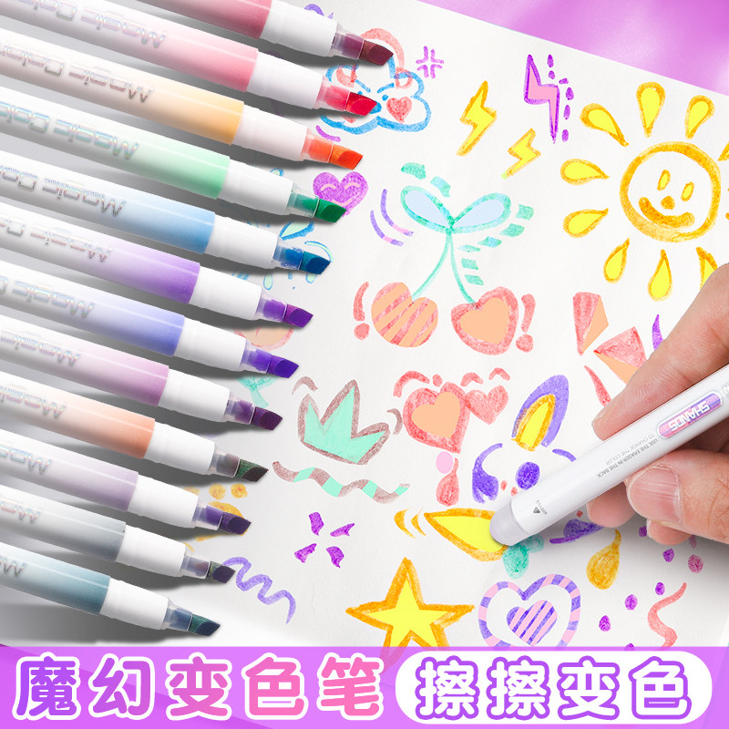 摩擦变色笔绘画后用笔尾一擦变色