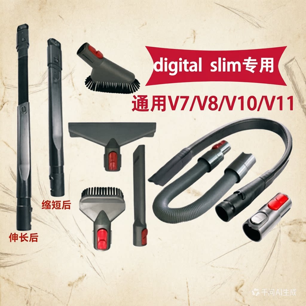 适配dyson戴森吸尘器配件吸头digital slim fluffy弹性窄缝清洁头图片