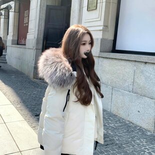COOLLINE林子熙重工chao大毛领短款白色羽绒棉衣棉服女保暖外套冬