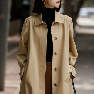 笑涵阁2023秋冬明星同款B家卡姆登防水褶皱中长款风衣外套女