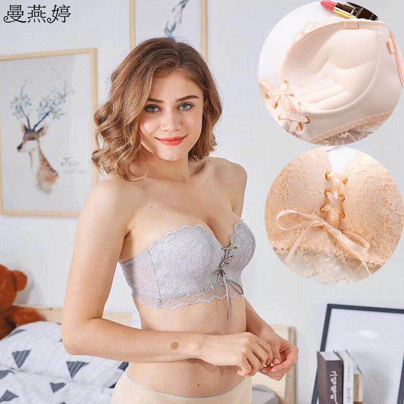 新品奇迹lb五代无肩带防滑隐形文胸聚拢无钢圈蕾丝美背内衣女