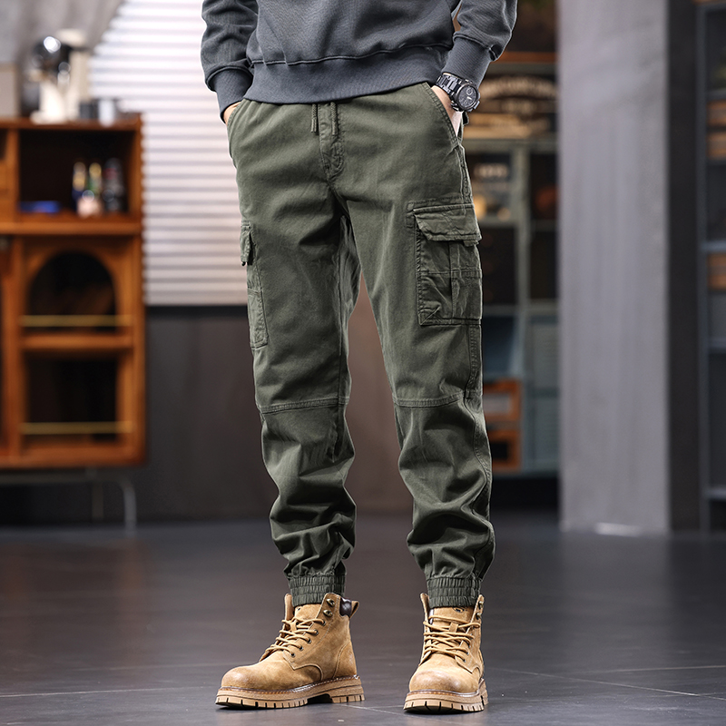 美式重磅潮牌工装裤男束脚裤子