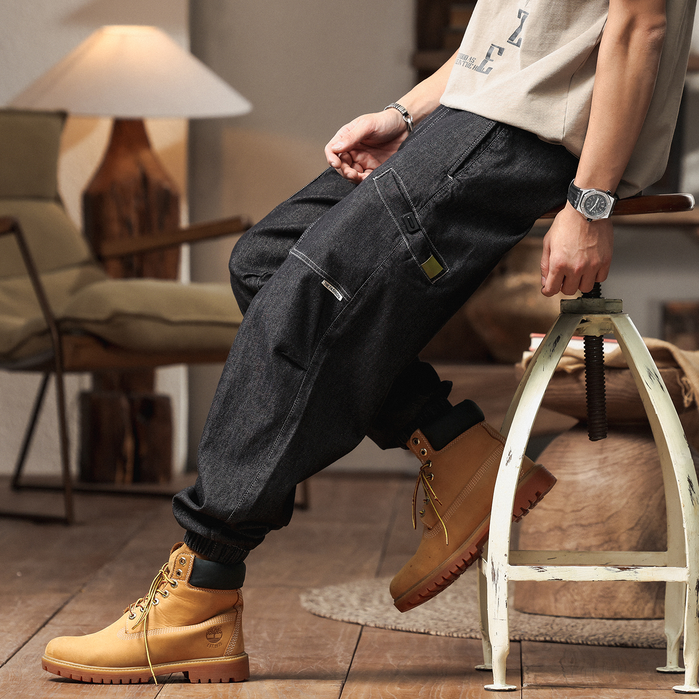 美式潮牌工装牛仔裤男款