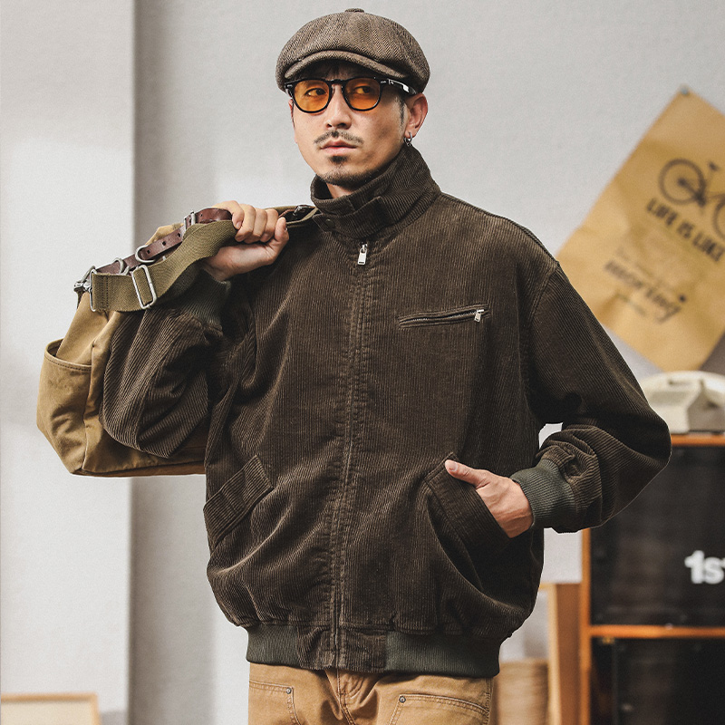 复古灯芯绒外套男士条绒夹克
