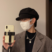 报童帽男生潮牌帽子黑色鸭舌帽 秋冬贝雷帽男士 八角帽男款 2025新款