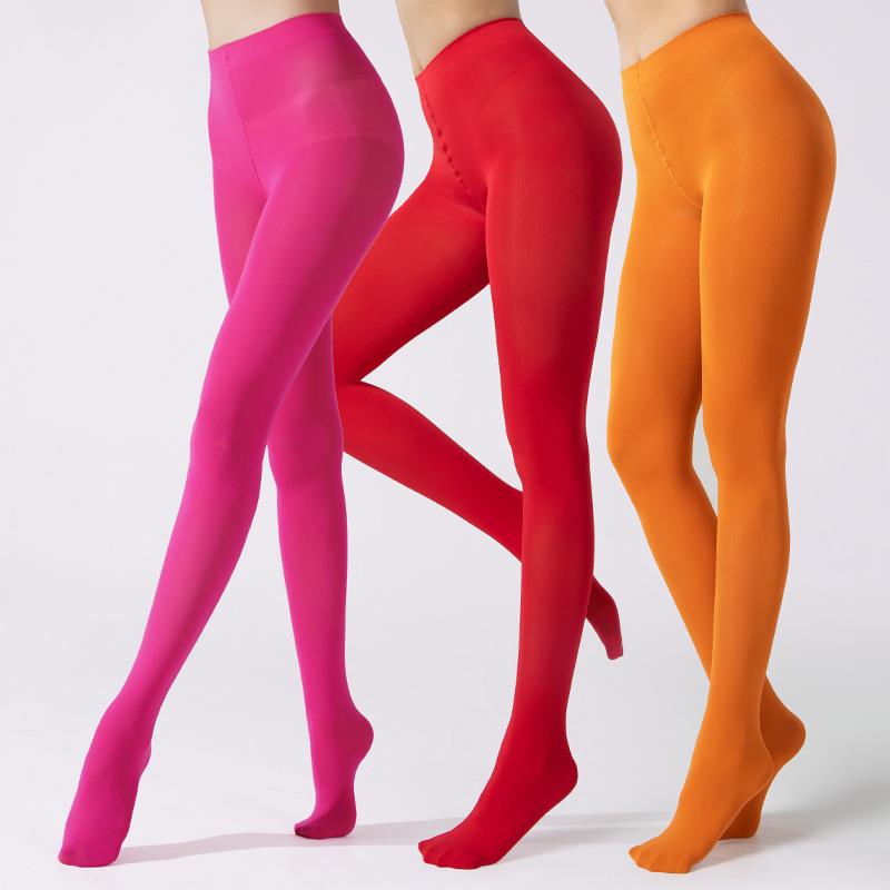 加长天鹅绒多巴胺糖果色连裤袜彩袜80D丝袜美腿多色跨境同款