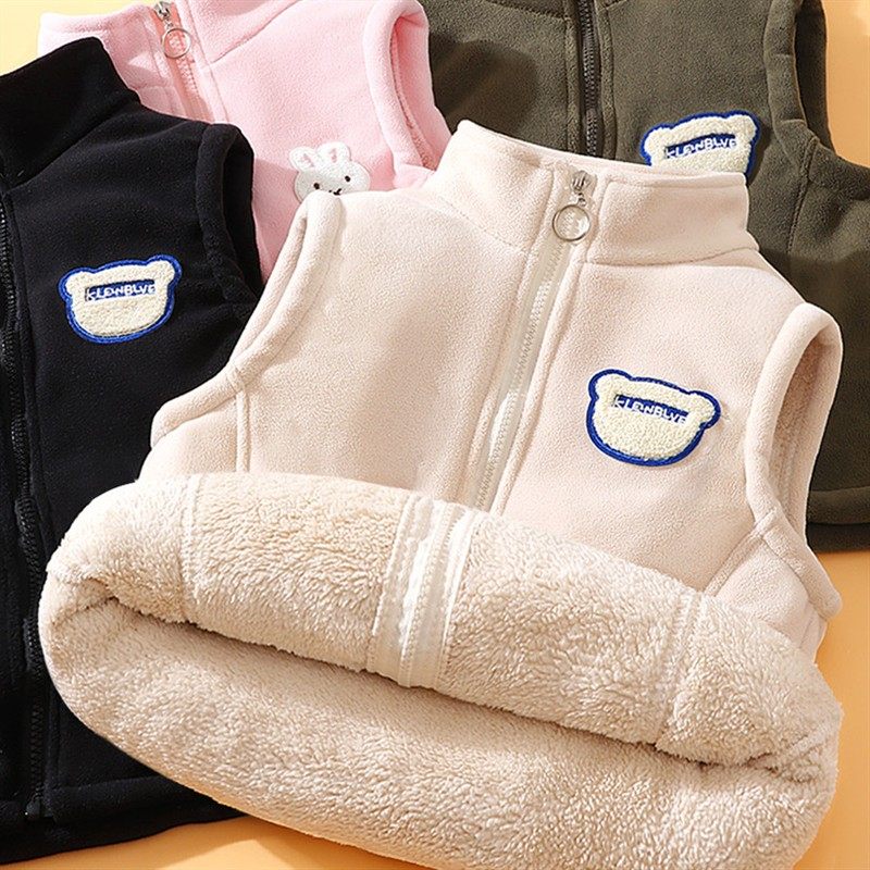 男童加绒加厚马甲女童秋冬季校服神器背心保暖坎肩儿童摇粒绒马夹