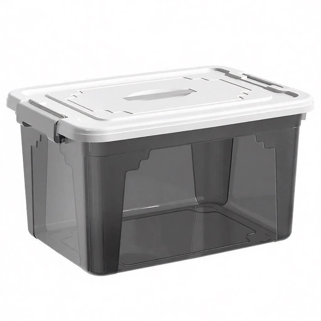 透明收纳箱桌面整理箱塑料储物箱家用衣服玩具透黑超大容量收纳盒