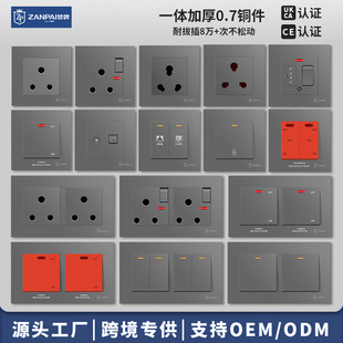 赞牌16A圆三孔大南非插座usb20Wtype-c快充外贸电源开关插座