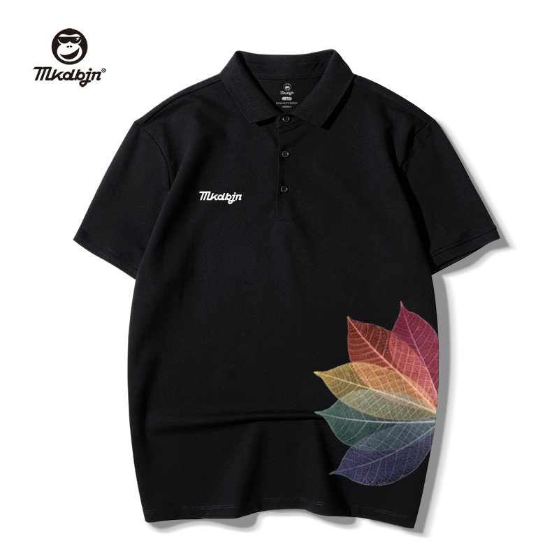 黑色加肥加大码polo衫男士翻领胖子短袖t恤宽松潮牌时尚大码男装
