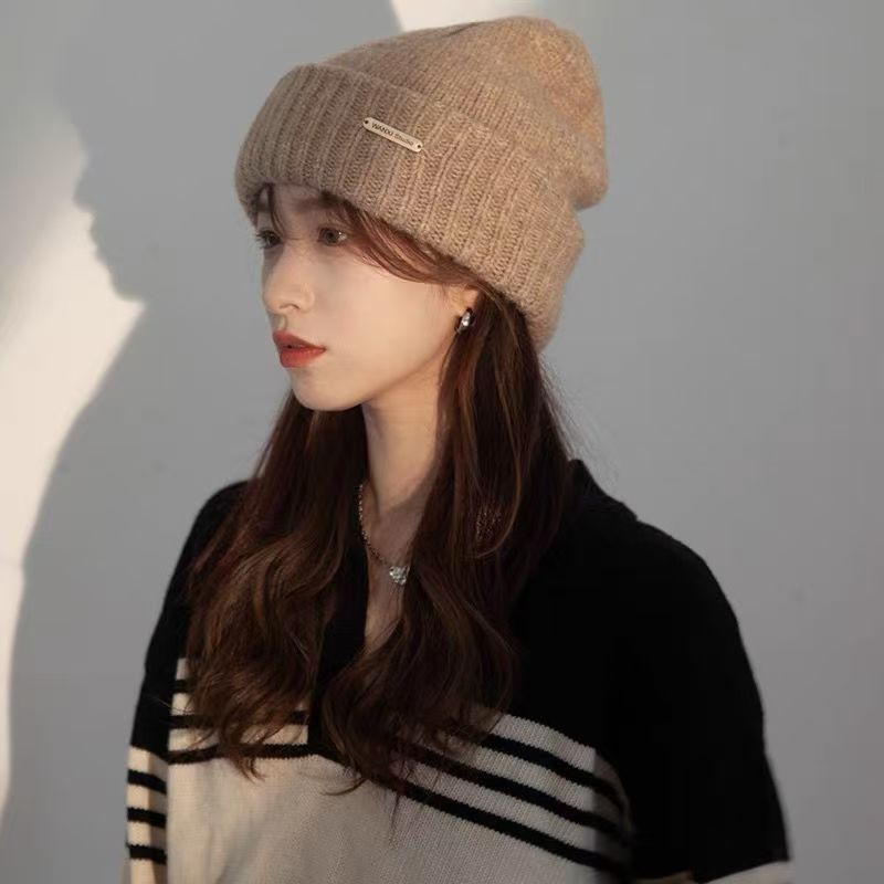 【小乐专享】羊毛混纺帽子女秋冬季宽松大头围加厚保暖百搭