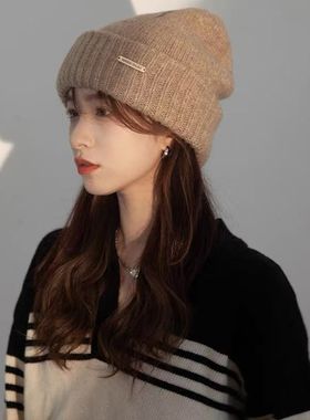 【小乐专享】羊毛混纺帽子女秋冬季宽松大头围加厚保暖百搭